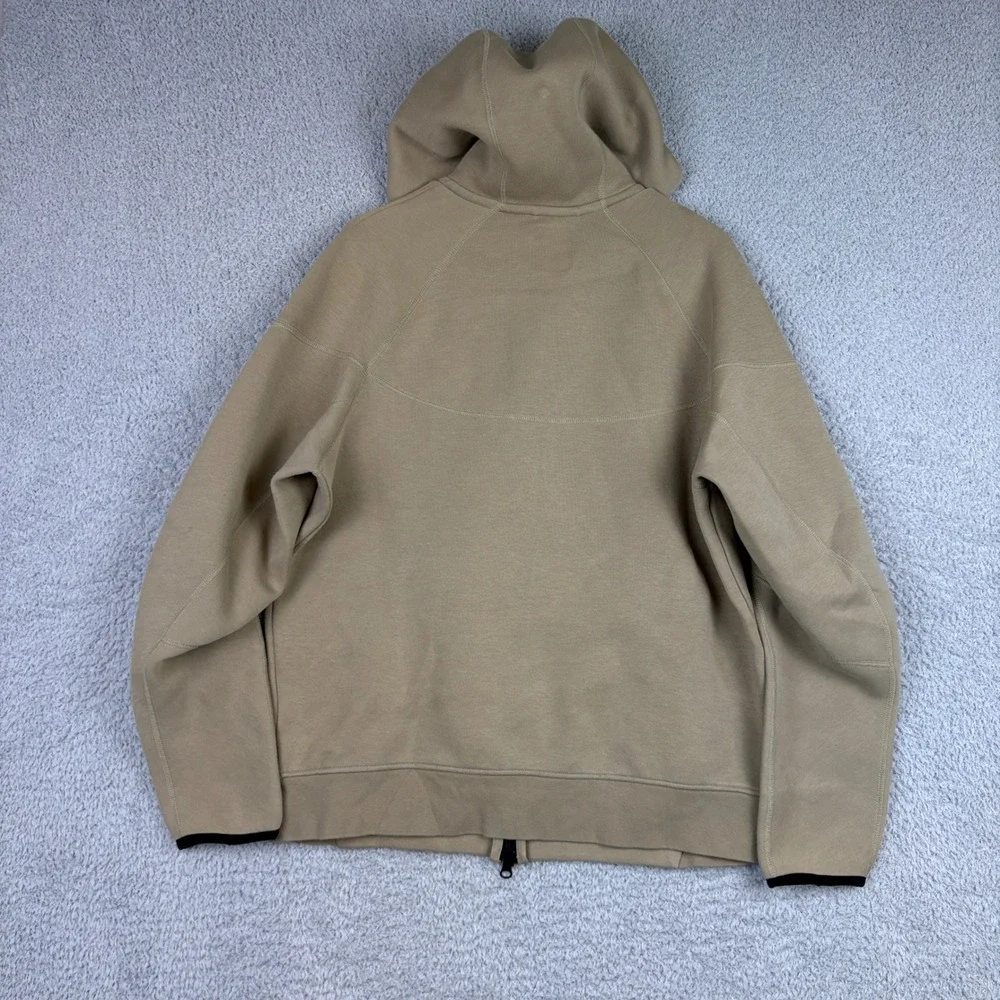 Nike Tech Hoodie Mens Large Tan Full Zip Sportswear Streetwear Hooded Sweatshirt